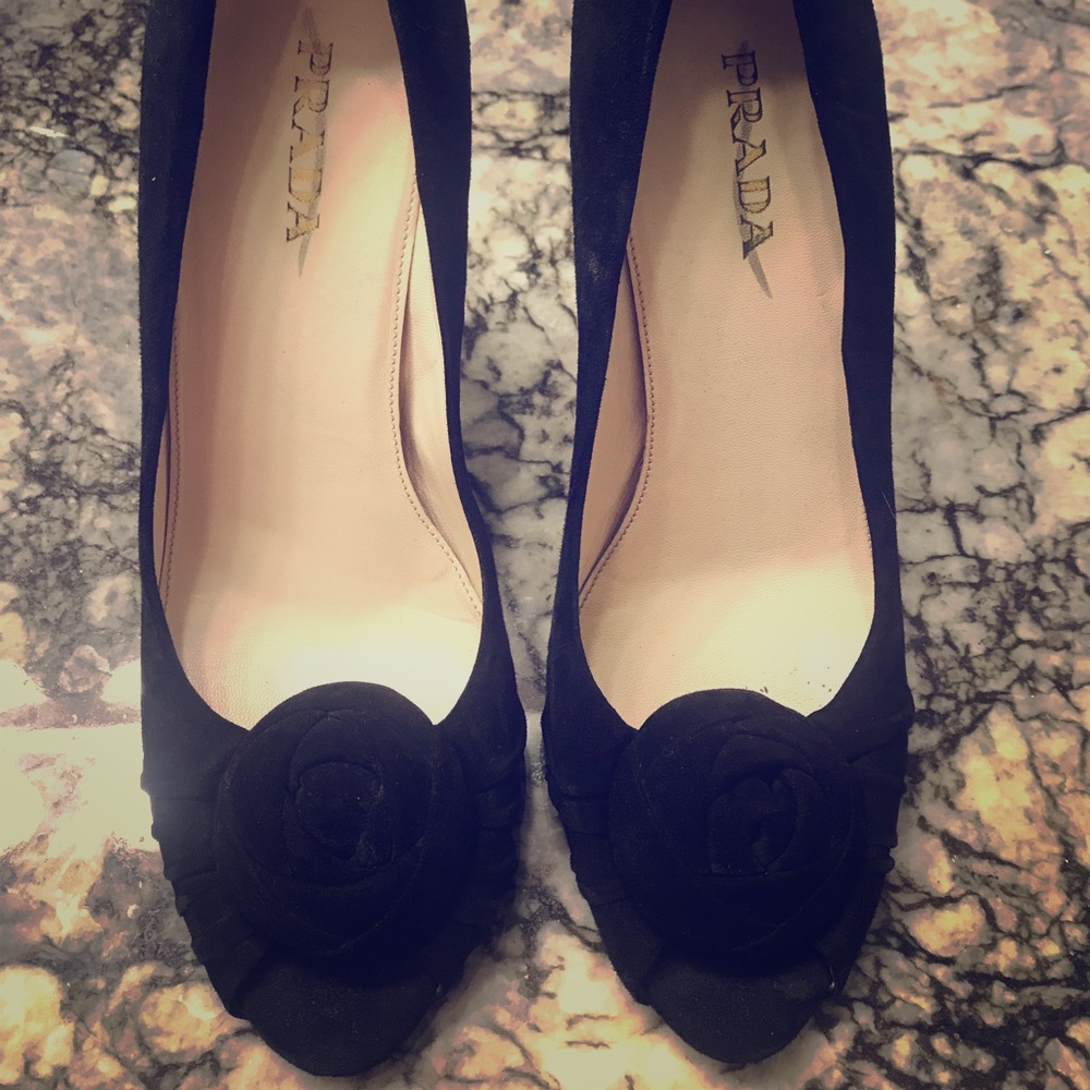 Prada Black Suede Pumps